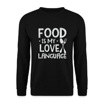 Essen Ist Meine Liebessprache - Unisex Pullover - Schwarz - Vorne - Alina (178cm) & Michal (187cm)