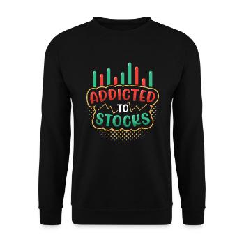 Addicted to stocks, bull bear stock market - Unisex Sweatshirt - black - Front - Alina (178cm) & Michal (187cm)