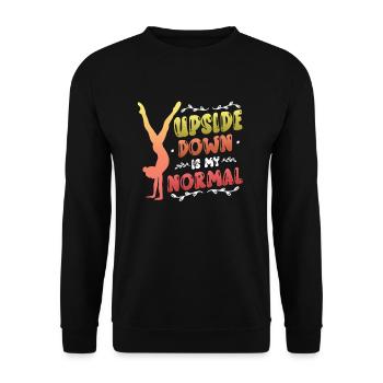 Upside Down Is My Normal, Girls Handstand - Unisex Pullover - Schwarz - Vorne - Alina (178cm) & Michal (187cm)