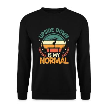 Upside Down Is My Normal, Girls Handstand - Unisex Pullover - Schwarz - Vorne - Alina (178cm) & Michal (187cm)