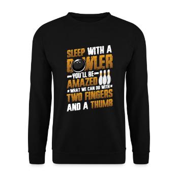 Schlaf Mit Einem Kegler - Lustiges Bowling - Unisex Pullover - Schwarz - Vorne - Alina (178cm) & Michal (187cm)