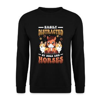 Facilement distrait par les chiens et les chevaux - Sweat-shirt Unisexe - noir - Devant - Alina (178cm) & Michal (187cm)