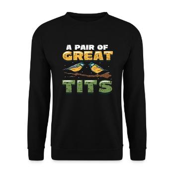 Une paire d’ornithologues géniaux - Sweat-shirt Unisexe - noir - Devant - Alina (178cm) & Michal (187cm)