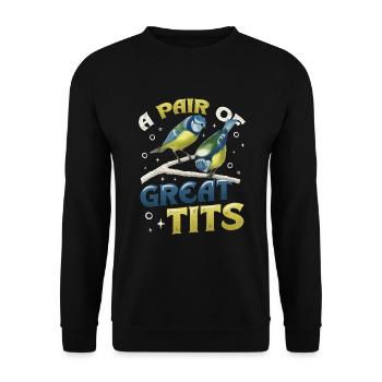 Une paire d’ornithologues géniaux - Sweat-shirt Unisexe - noir - Devant - Alina (178cm) & Michal (187cm)