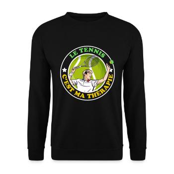 Le Tennis C'est ma Thérapie - Sweat-shirt Unisexe - noir - Devant - Alina (178cm) & Michal (187cm)