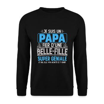 je suis un papa fier d une belle fille - Sweat-shirt Unisexe - noir - Devant - Alina (178cm) & Michal (187cm)
