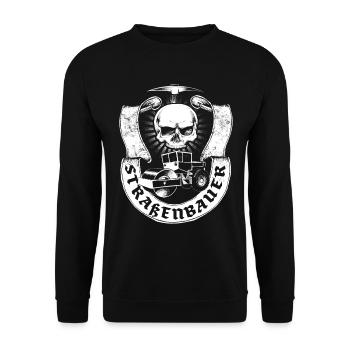 Straßenbauer - Unisex Pullover - Schwarz - Vorne - Alina (178cm) & Michal (187cm)