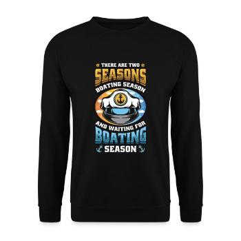 Warten Auf Die Bootssaison, Bootsführer - Unisex Pullover - Schwarz - Vorne - Alina (178cm) & Michal (187cm)