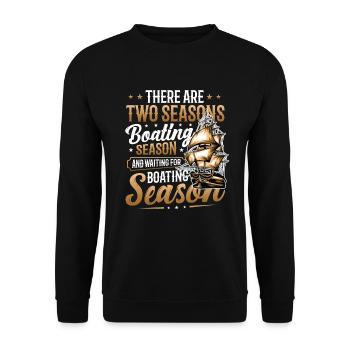 Warten Auf Die Bootssaison, Bootsführer - Unisex Pullover - Schwarz - Vorne - Alina (178cm) & Michal (187cm)
