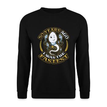 Vor 50 Jahren War Ich Der Schnellste, Lustiger 50. - Unisex Pullover - Schwarz - Vorne - Alina (178cm) & Michal (187cm)