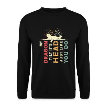 Mein Drache Neigt Seinen Kopf, Genau Wie Du - Unisex Pullover - Schwarz - Vorne - Alina (178cm) & Michal (187cm)