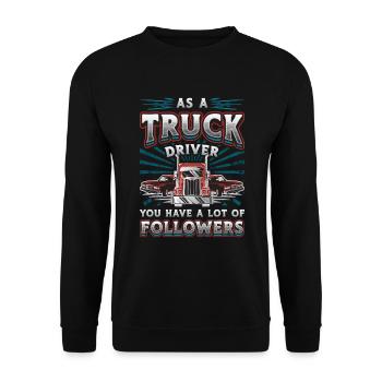 Lkw-Fahrer Haben Eine Menge Anhänger - Unisex Pullover - Schwarz - Vorne - Alina (178cm) & Michal (187cm)