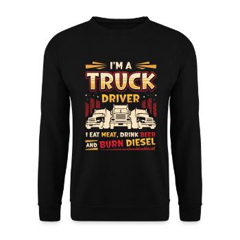 Le chauffeur de camion mange de la viande et boit de la bière - Sweat-shirt Unisexe - noir - Devant - Alina (178cm) & Michal (187cm)