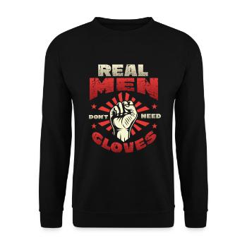Echte Männer Brauchen Keine Handschuhe - Unisex Pullover - Schwarz - Vorne - Alina (178cm) & Michal (187cm)