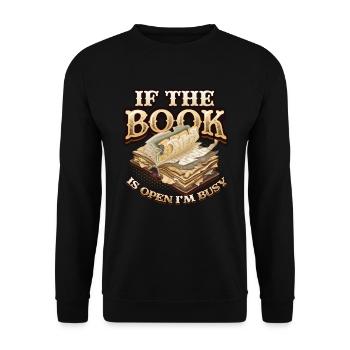 When the book is open, I'm reading - Unisex Sweatshirt - black - Front - Alina (178cm) & Michal (187cm)