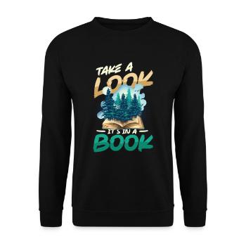 Look what's in a book: Reading Lover - Unisex Sweatshirt - black - Front - Alina (178cm) & Michal (187cm)