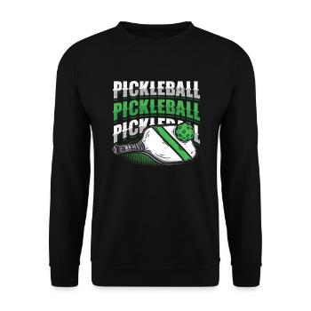 Pickleball-Liebhaber - Unisex Pullover - Schwarz - Vorne - Alina (178cm) & Michal (187cm)