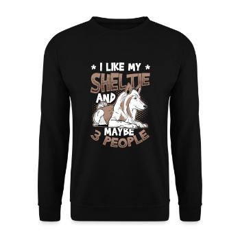 J’aime mon Sheltie et peut-être 3 personnes - Sweat-shirt Unisexe - noir - Devant - Alina (178cm) & Michal (187cm)