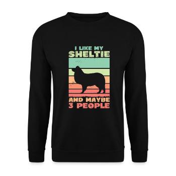 Ich Mag Meinen Sheltie Und Vielleicht 3 Menschen - Unisex Pullover - Schwarz - Vorne - Alina (178cm) & Michal (187cm)