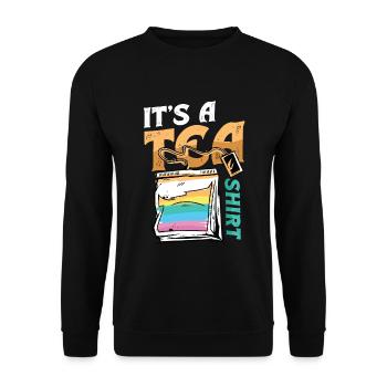 Amateur de thé - c’est une chemise de thé - Sweat-shirt Unisexe - noir - Devant - Alina (178cm) & Michal (187cm)