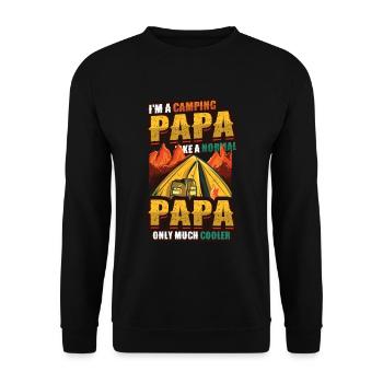 Camping Papa, campfire - Unisex Sweatshirt - black - Front - Alina (178cm) & Michal (187cm)