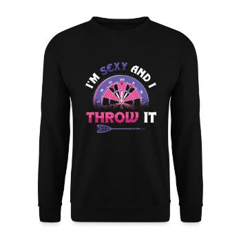 Je suis sexy et je lance une fléchette - Sweat-shirt Unisexe - noir - Devant - Alina (178cm) & Michal (187cm)