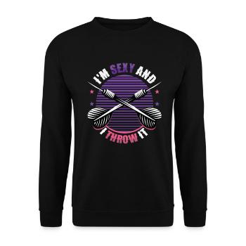 Je suis sexy et je lance une fléchette - Sweat-shirt Unisexe - noir - Devant - Alina (178cm) & Michal (187cm)