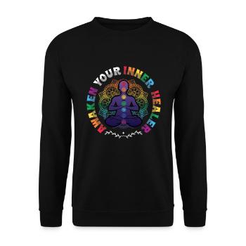 Awaken Your Inner Healer, Reiki Spiritual - Unisex Sweatshirt - black - Front - Alina (178cm) & Michal (187cm)
