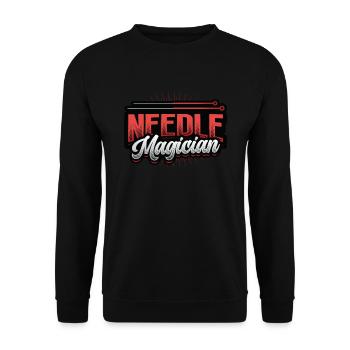 Needle magician, acupuncturist - Unisex Sweatshirt - black - Front - Alina (178cm) & Michal (187cm)