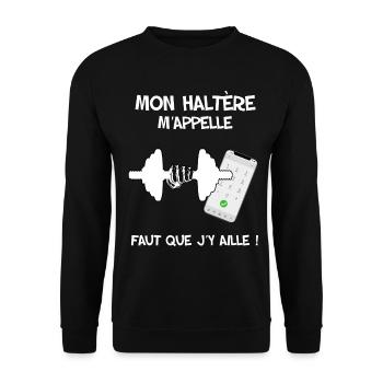 Mon Haltère m'appelle Cadeau Sport Entrainement - Sweat-shirt Unisexe - noir - Devant - Alina (178cm) & Michal (187cm)