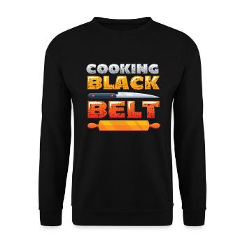 Cooking, Black Belt, Chef - Unisex Sweatshirt - black - Front - Alina (178cm) & Michal (187cm)