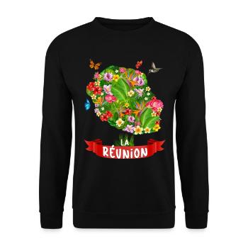 Ile de la Réunion Fleurs Plantes Tropicales - Sweat-shirt Unisexe - noir - Devant - Alina (178cm) & Michal (187cm)