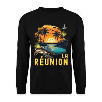 Carte De L'île de la Réunion Tortue Cadeau - Sweat-shirt Unisexe - noir - Devant - Alina (178cm) & Michal (187cm)