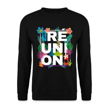 Carte de La Réunion Nature Tropicale Homme Femme - Sweat-shirt Unisexe - noir - Devant - Alina (178cm) & Michal (187cm)
