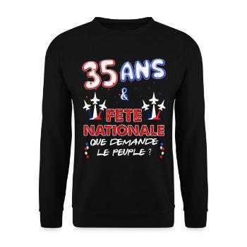 35 Ans Juillet Fête Nationale Homme Ou Femme - Sweat-shirt Unisexe - noir - Devant - Alina (178cm) & Michal (187cm)