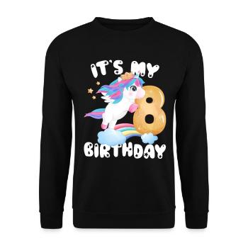Its My Birthday Girl, Unicorn Birthday 8 Years - Unisex Sweatshirt - black - Front - Alina (178cm) & Michal (187cm)