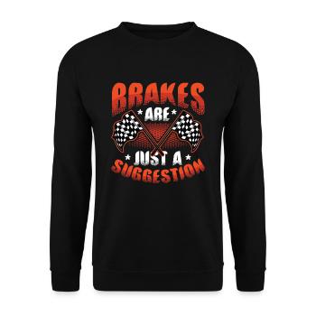 Brakes are just a suggestion, Racing Checkered - Unisex Sweatshirt - black - Front - Alina (178cm) & Michal (187cm)