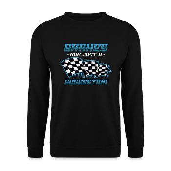 Brakes are just a suggestion, Racing Checkered - Unisex Sweatshirt - black - Front - Alina (178cm) & Michal (187cm)