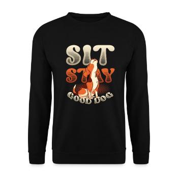 Sit Stay, Good Dog, Hundetrainer - Unisex Pullover - Schwarz - Vorne - Alina (178cm) & Michal (187cm)