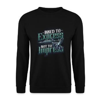 Encré pour exprimer, pas pour impressionner le tatouage - Sweat-shirt Unisexe - noir - Devant - Alina (178cm) & Michal (187cm)