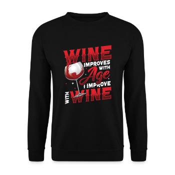 Wine gets better with age - Unisex Sweatshirt - black - Front - Alina (178cm) & Michal (187cm)
