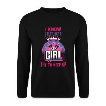I know I'm playing like a girl - Unisex Sweatshirt - black - Front - Alina (178cm) & Michal (187cm)