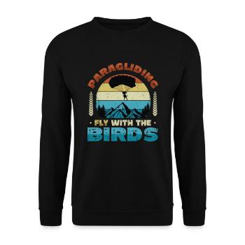 Paragliding, Fly With The Birds - Unisex Sweatshirt - black - Front - Alina (178cm) & Michal (187cm)