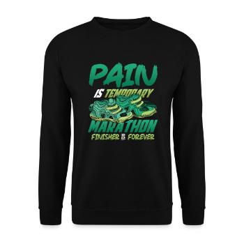 Marathon-Finisher, Ist Für Immer Marathon-Läufer - Unisex Pullover - Schwarz - Vorne - Alina (178cm) & Michal (187cm)