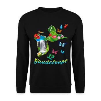 Guadeloupe Ile Papillon Rivières Tropicale - Sweat-shirt Unisexe - noir - Devant - Alina (178cm) & Michal (187cm)