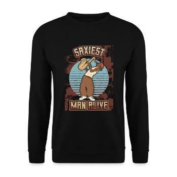 Saxiest Man Alive, Lustiges Saxophon - Unisex Pullover - Schwarz - Vorne - Alina (178cm) & Michal (187cm)