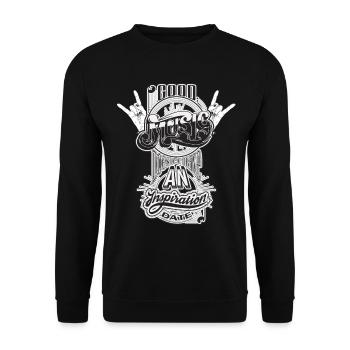 Star-Rock-Gitarre - Unisex Pullover - Schwarz - Vorne - Alina (178cm) & Michal (187cm)