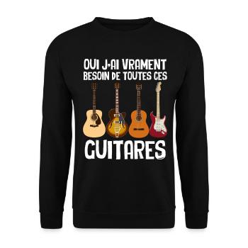 Passion humour guitare pour guitariste - Sweat-shirt Unisexe - noir - Devant - Alina (178cm) & Michal (187cm)