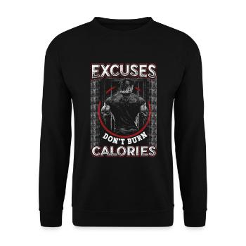 Excuses, Brûlure, Pas de calories, Personnel - Sweat-shirt Unisexe - noir - Devant - Alina (178cm) & Michal (187cm)