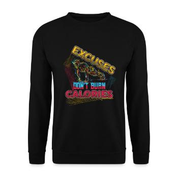 Excuses, Brûlure, Pas de calories, Personnel - Sweat-shirt Unisexe - noir - Devant - Alina (178cm) & Michal (187cm)